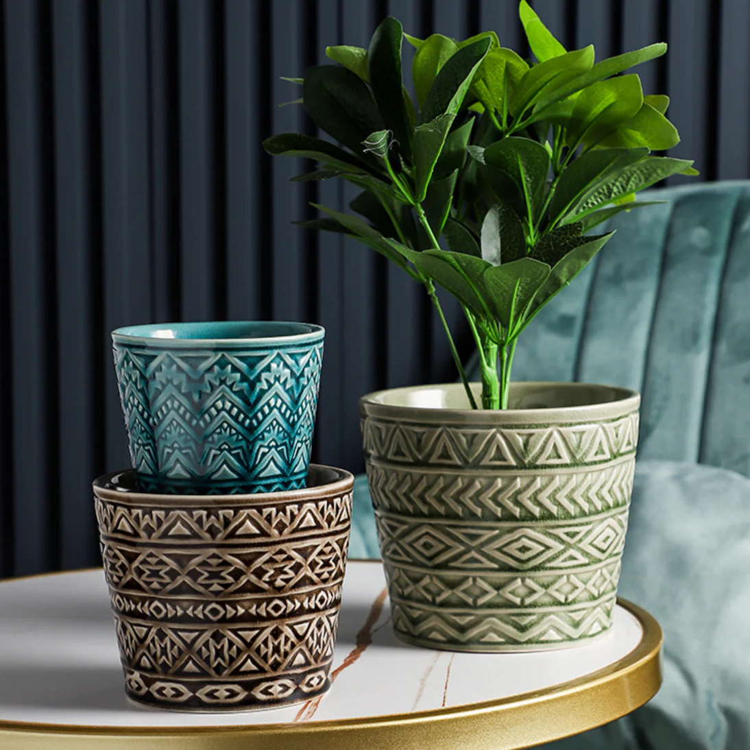 Intricate Texture Sage Green Pot - Image 8