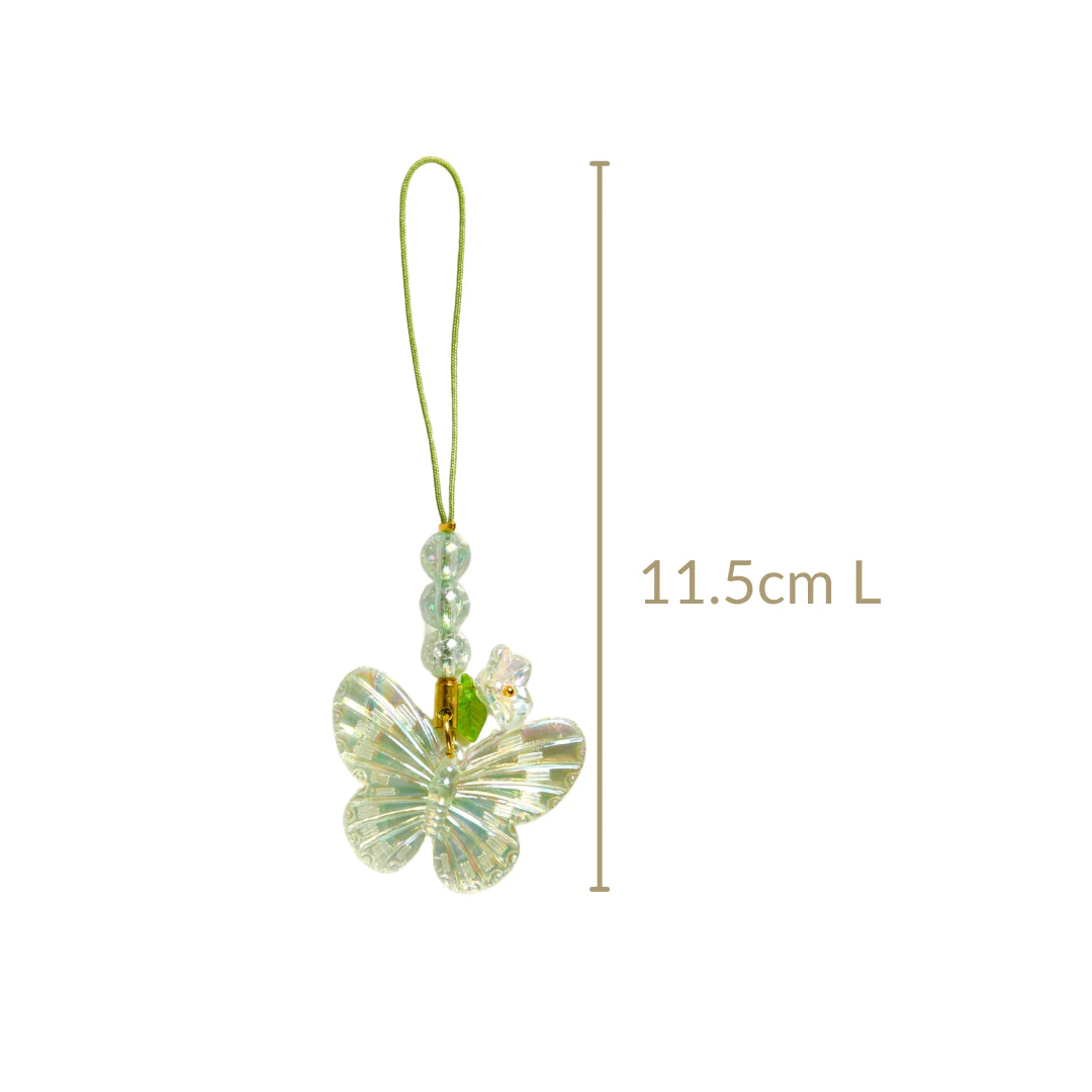 Iridescent Butterfly Mobile Phone Charm Green - Image 4