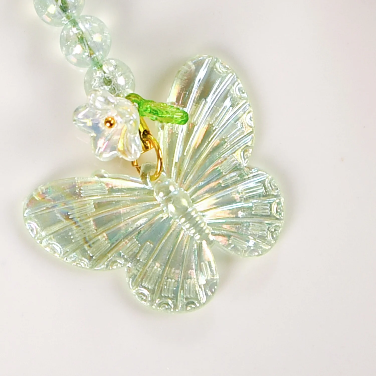 Iridescent Butterfly Mobile Phone Charm Green - Image 5