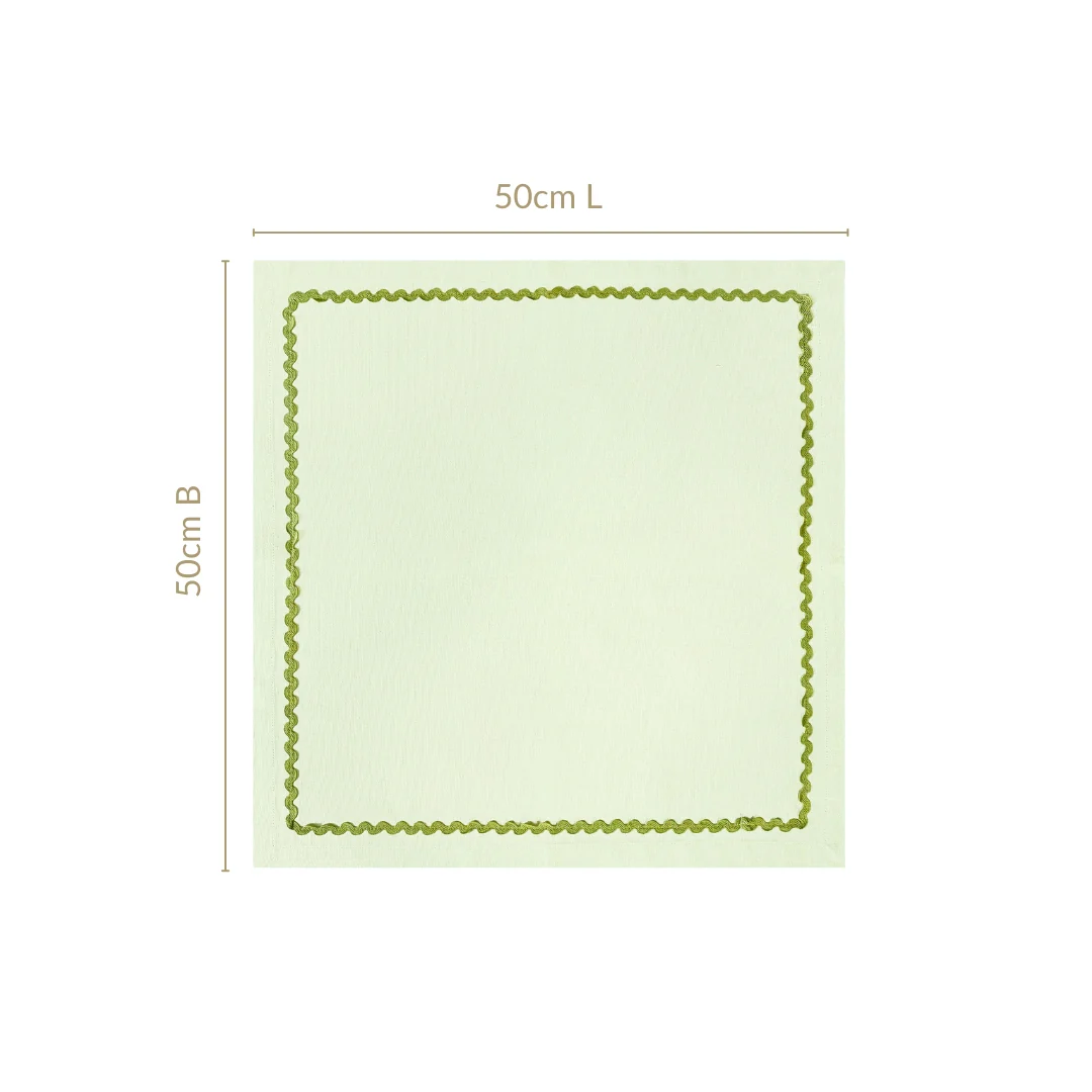 Isabelle Set Of 4 Green Cotton Rick Rack Napkins - Image 3
