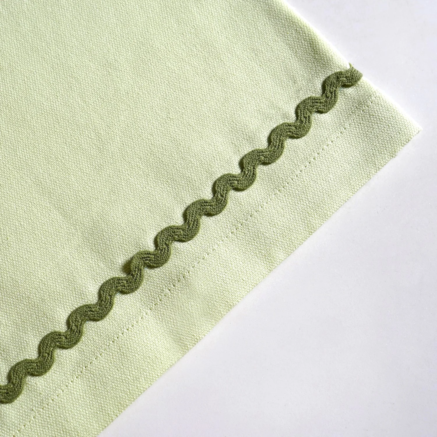 Isabelle Set Of 4 Green Cotton Rick Rack Napkins - Image 5