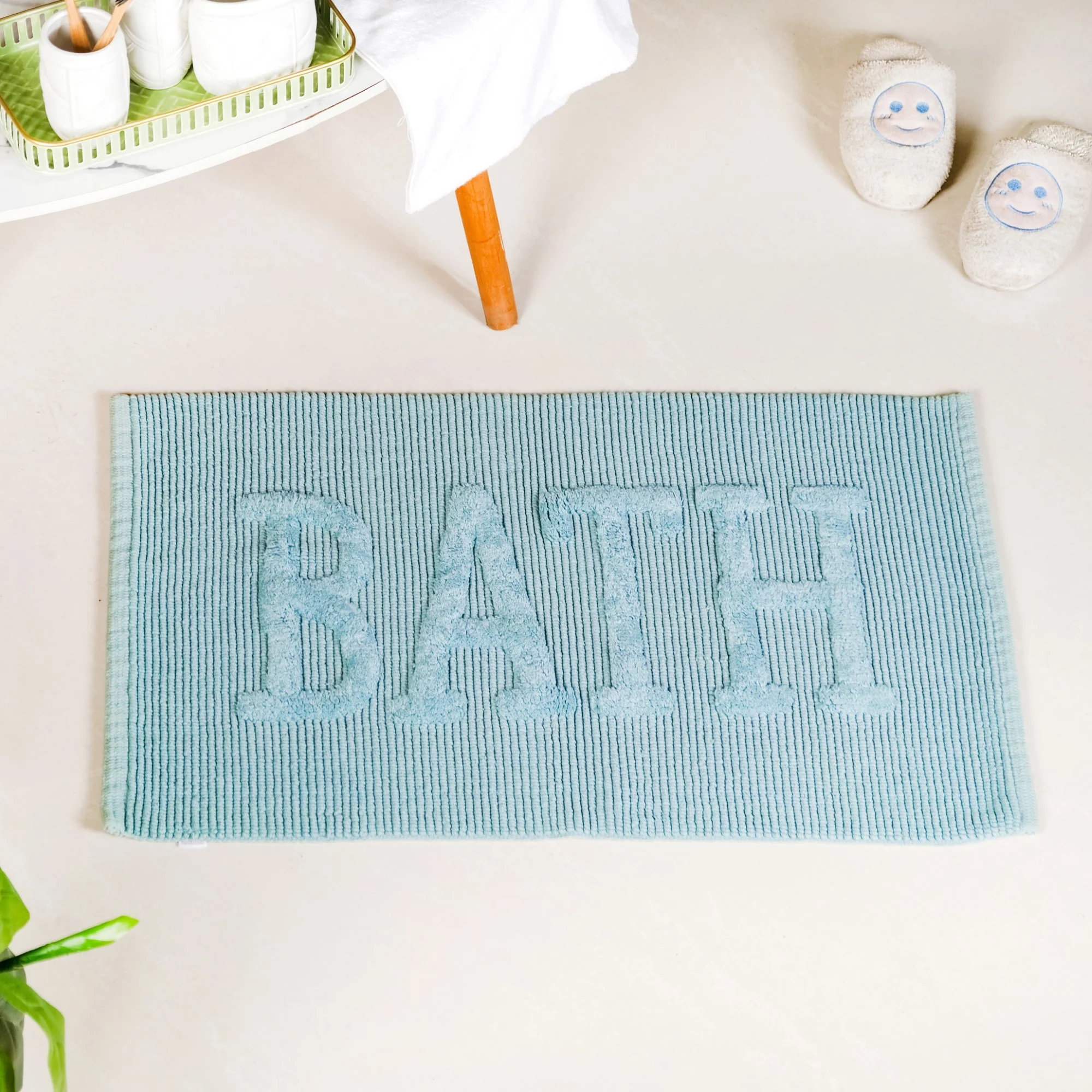 Ivory Blue Absorbent Bathroom Mat Large 32x20 Inch - Image 2
