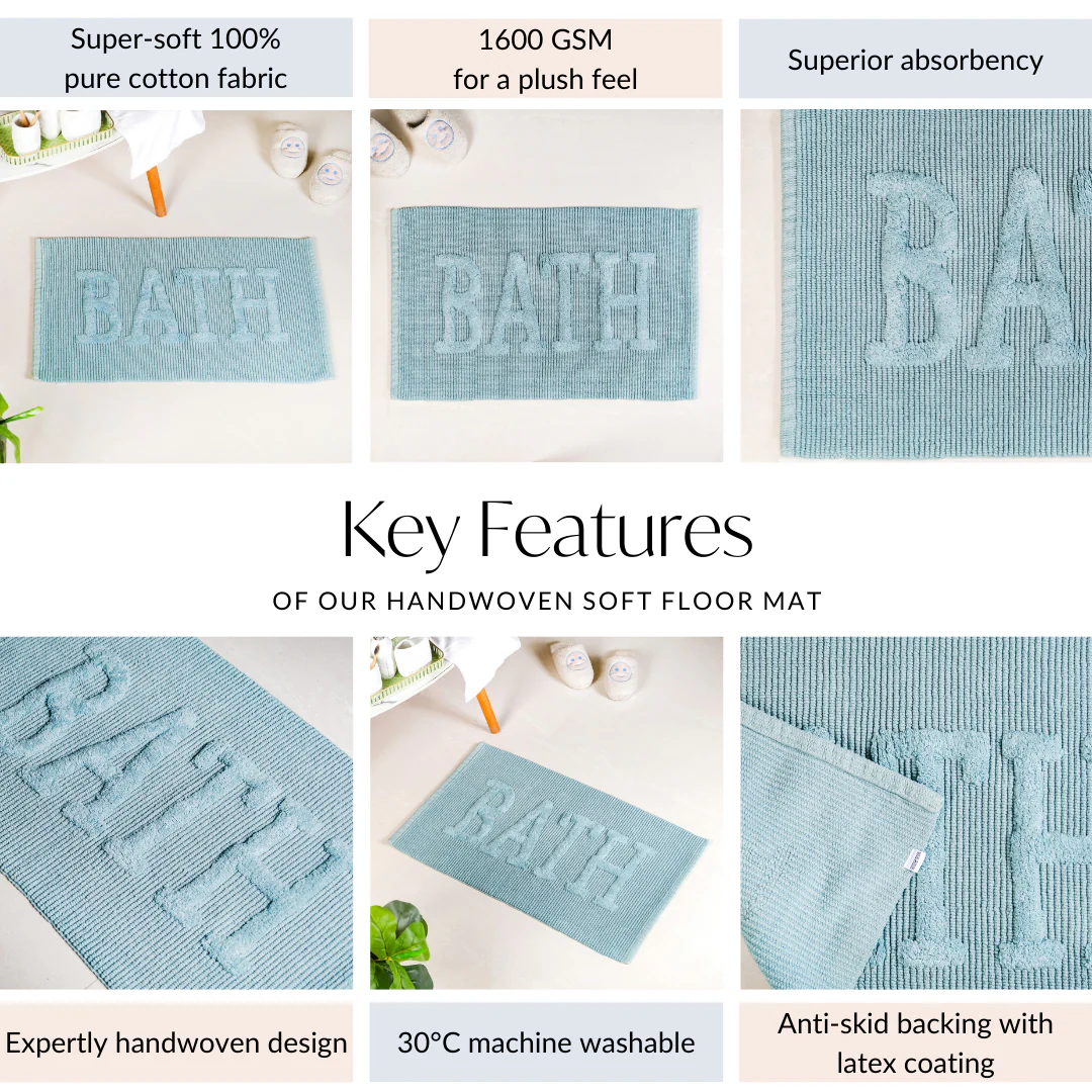 Ivory Blue Absorbent Bathroom Mat Large 32x20 Inch - Image 5