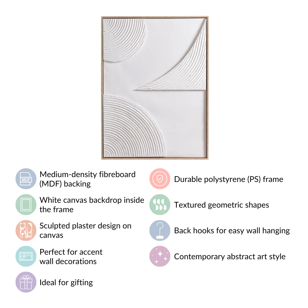 Japandi 3D Plaster Texture Framed Wall Art 32x24 Inch - Image 5