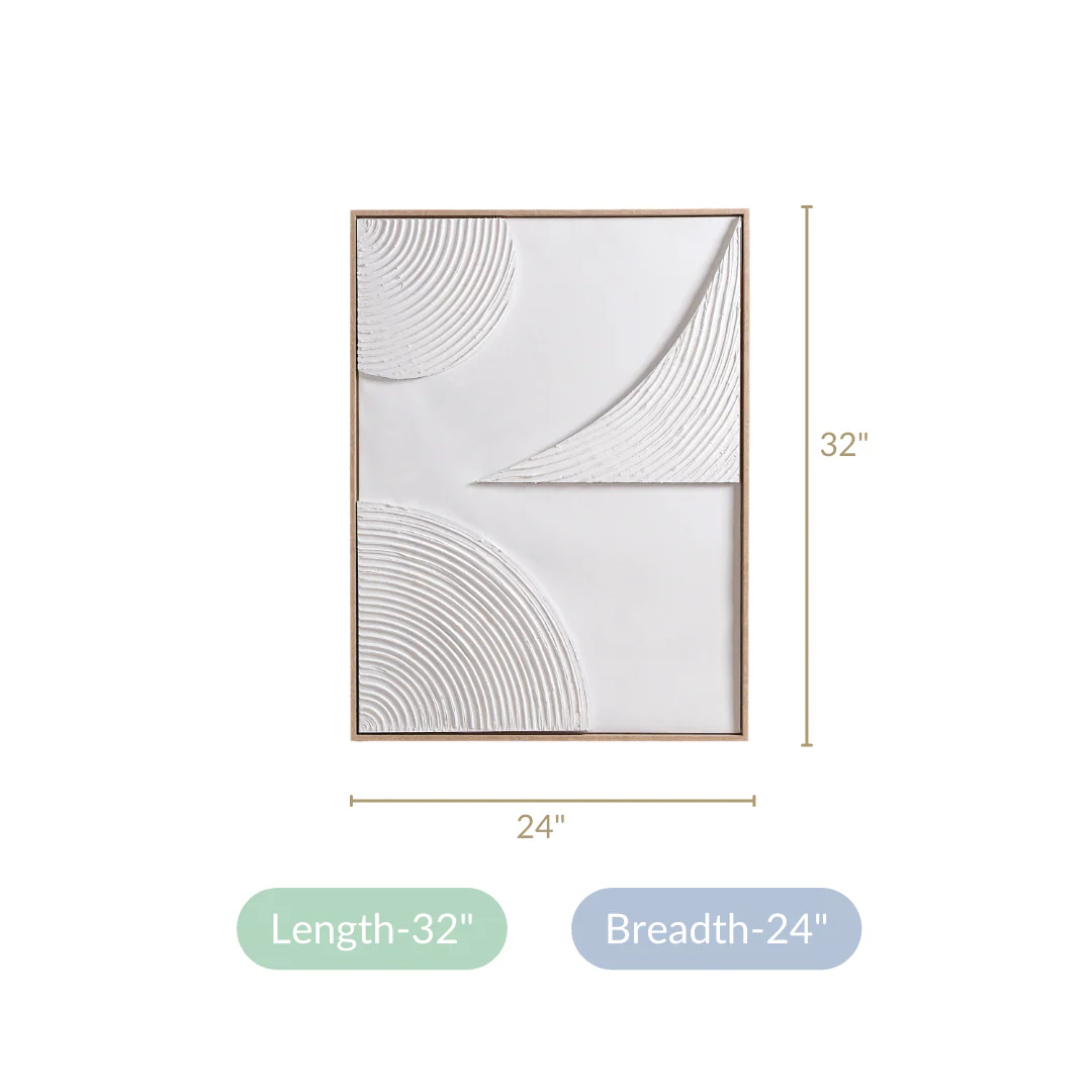 Japandi 3D Plaster Texture Framed Wall Art 32x24 Inch - Image 6