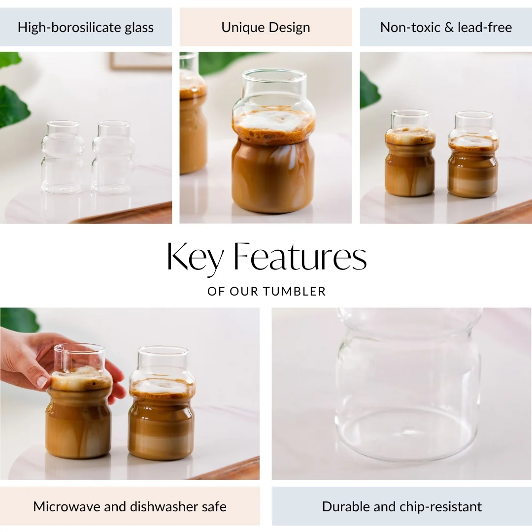 Japanese Style Glass Tumbler Set Of 2 325ml - Image 4