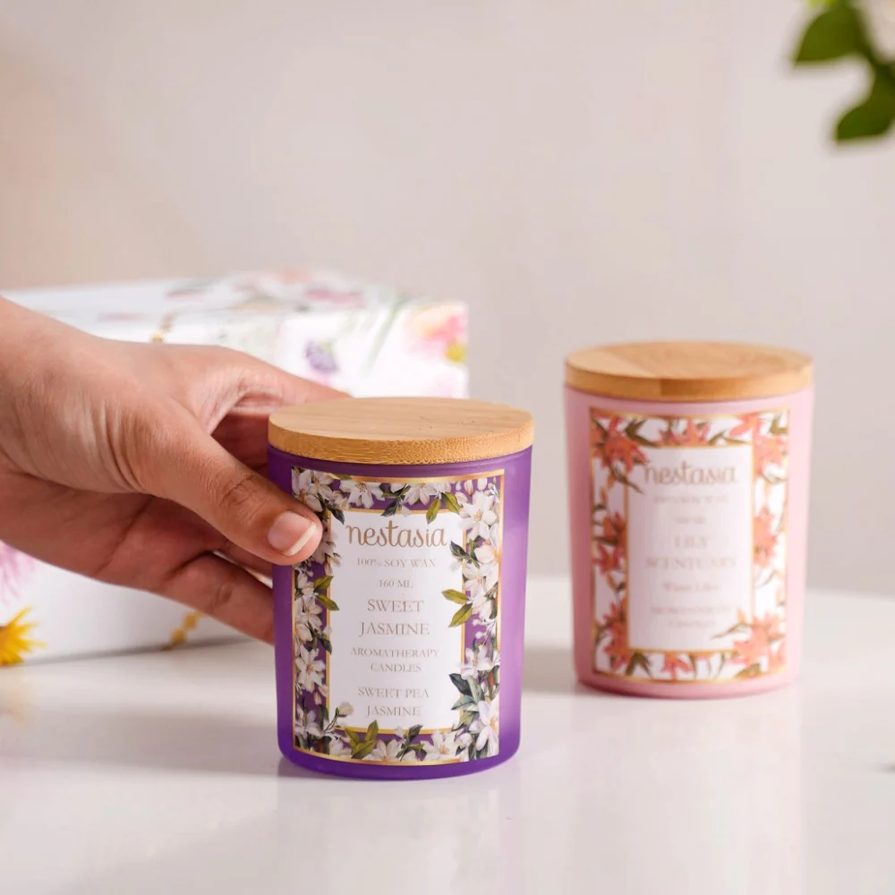 Jasmine & Lily Soy Wax Scented Candles Set Of 2 - Image 2