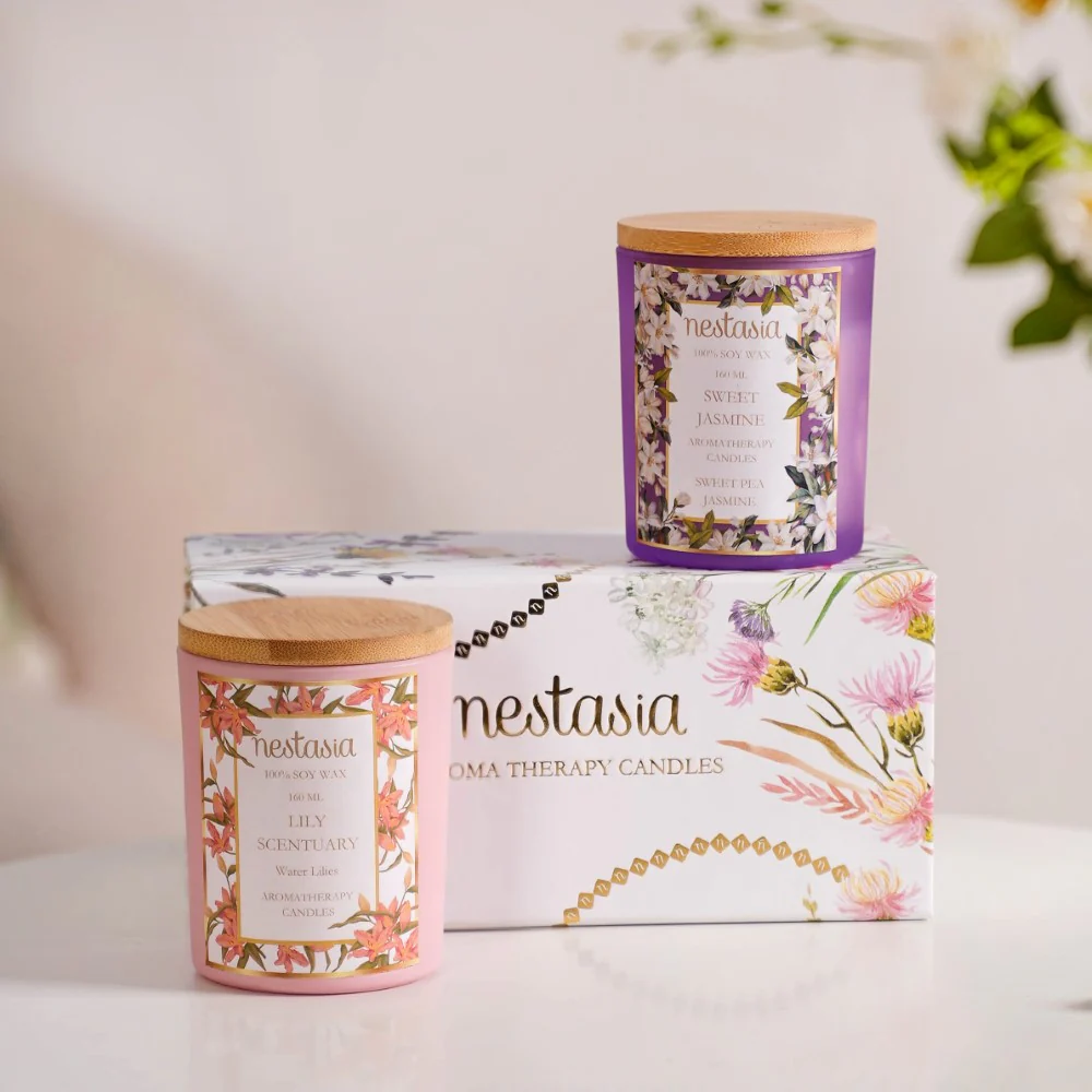 Jasmine & Lily Soy Wax Scented Candles Set Of 2 - Image 3