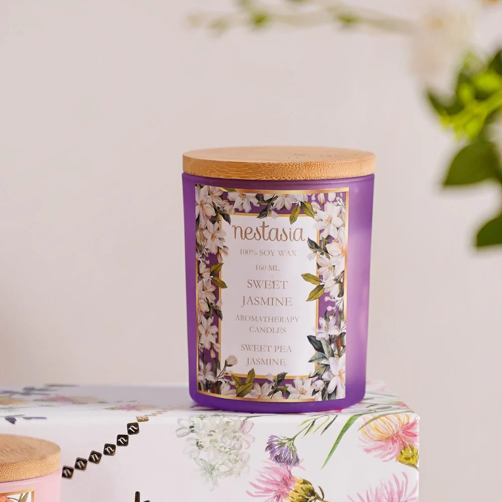 Jasmine & Lily Soy Wax Scented Candles Set Of 2 - Image 5