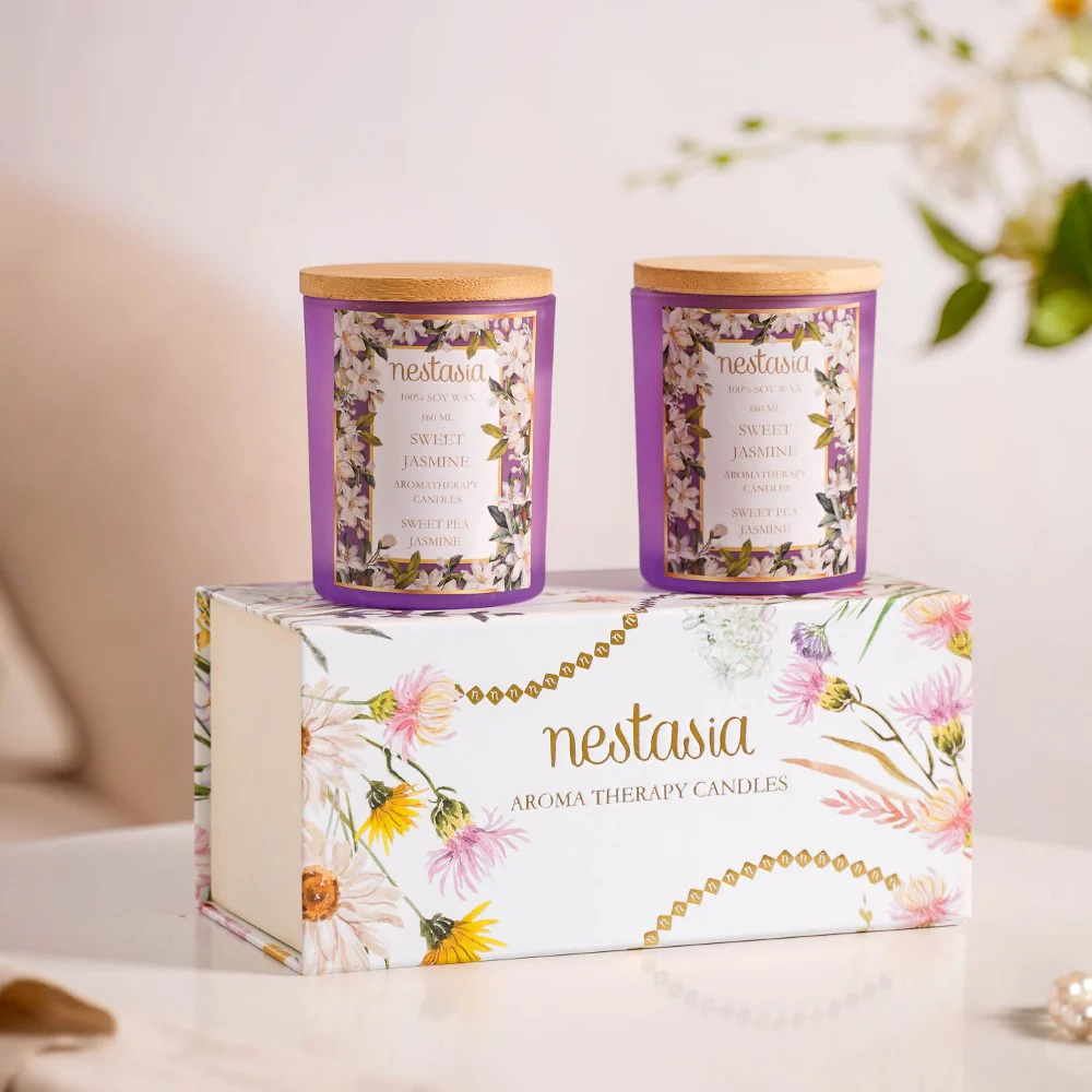 Jasmine Scented Candle Jar With Lid Set Of 2 - Image 3