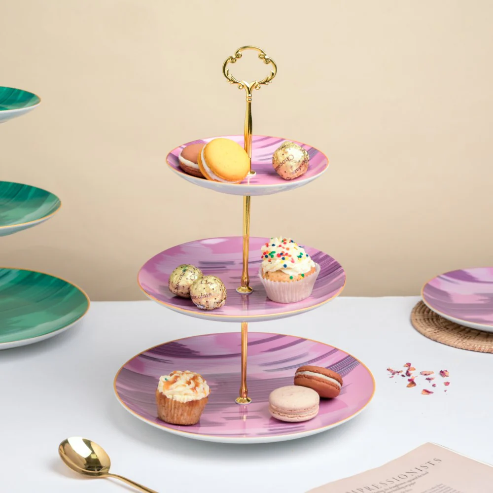 Jazz Ceramic 3 Tier Cake Stand Pink