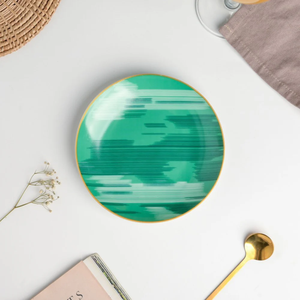 Jazz Decal Ceramic Dessert Plate Green 6 Inch - Image 3