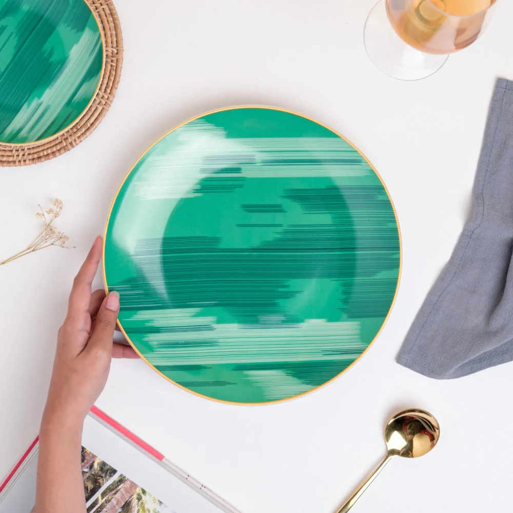 Jazz Decal Ceramic Dinner Plate Green 10.5 Inch - Image 3