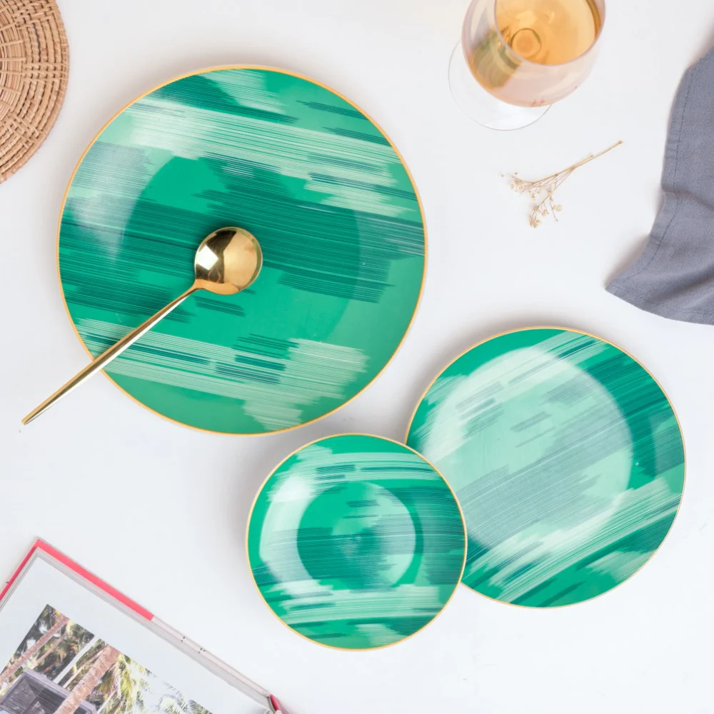 Jazz Decal Ceramic Dinner Plate Green 10.5 Inch - Image 6