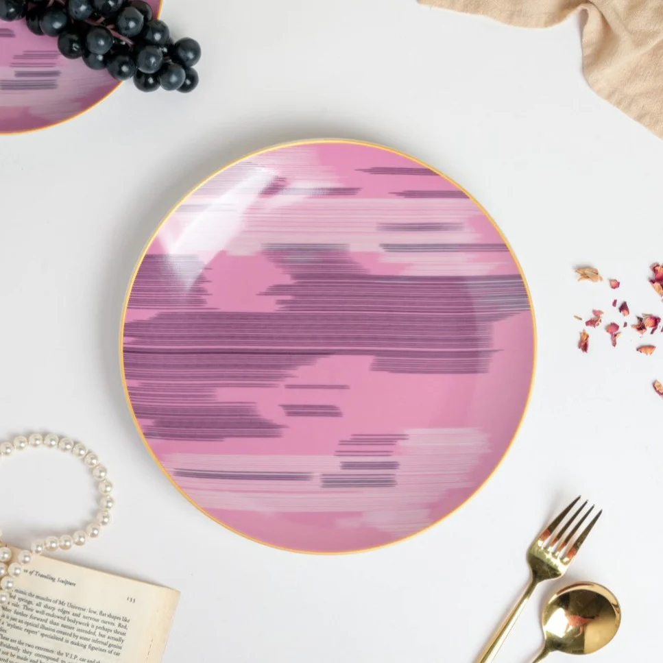 Jazz Decal Ceramic Dinner Plate Pink 10.5 Inch