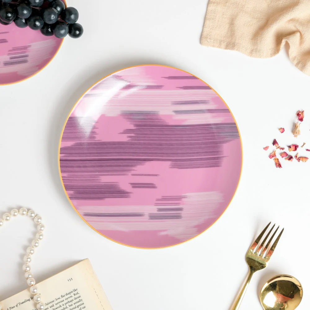 Jazz Decal Ceramic Snack Plate Pink 8 Inch - Image 2