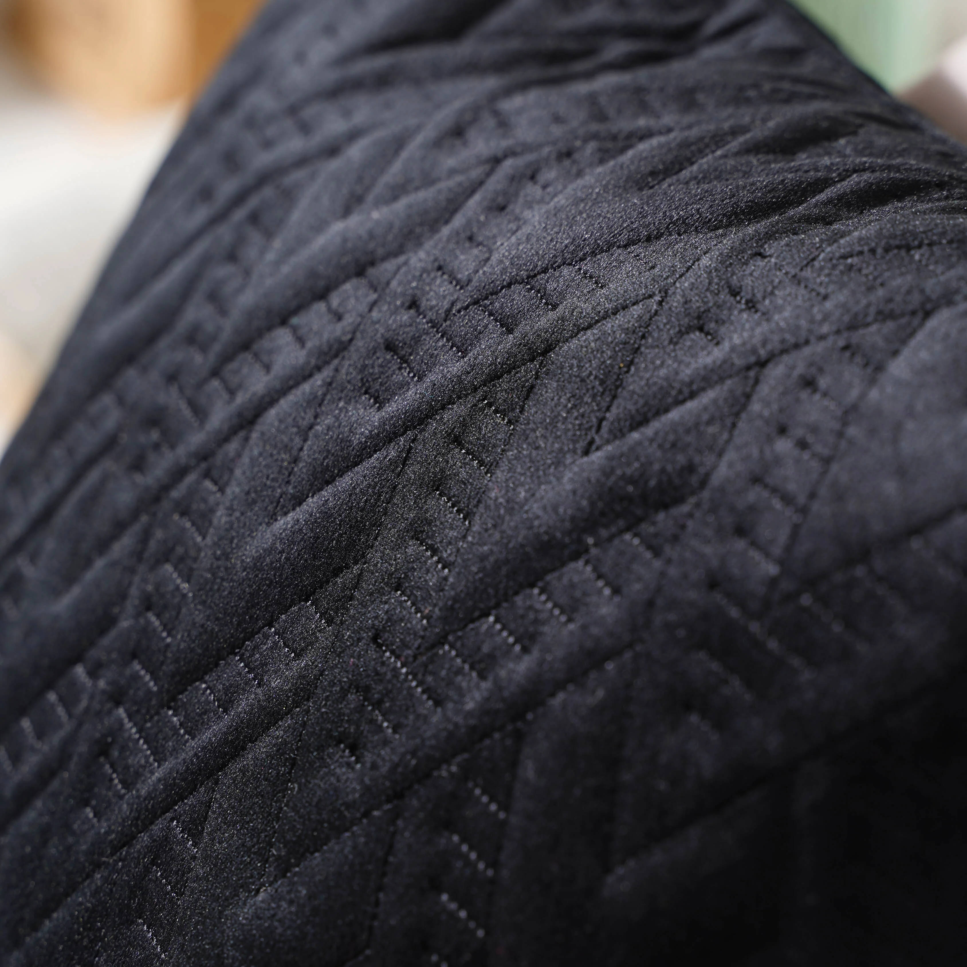 Jet Black Abstract Quilted Velvet Cushion Cover 16 inch - Image 7