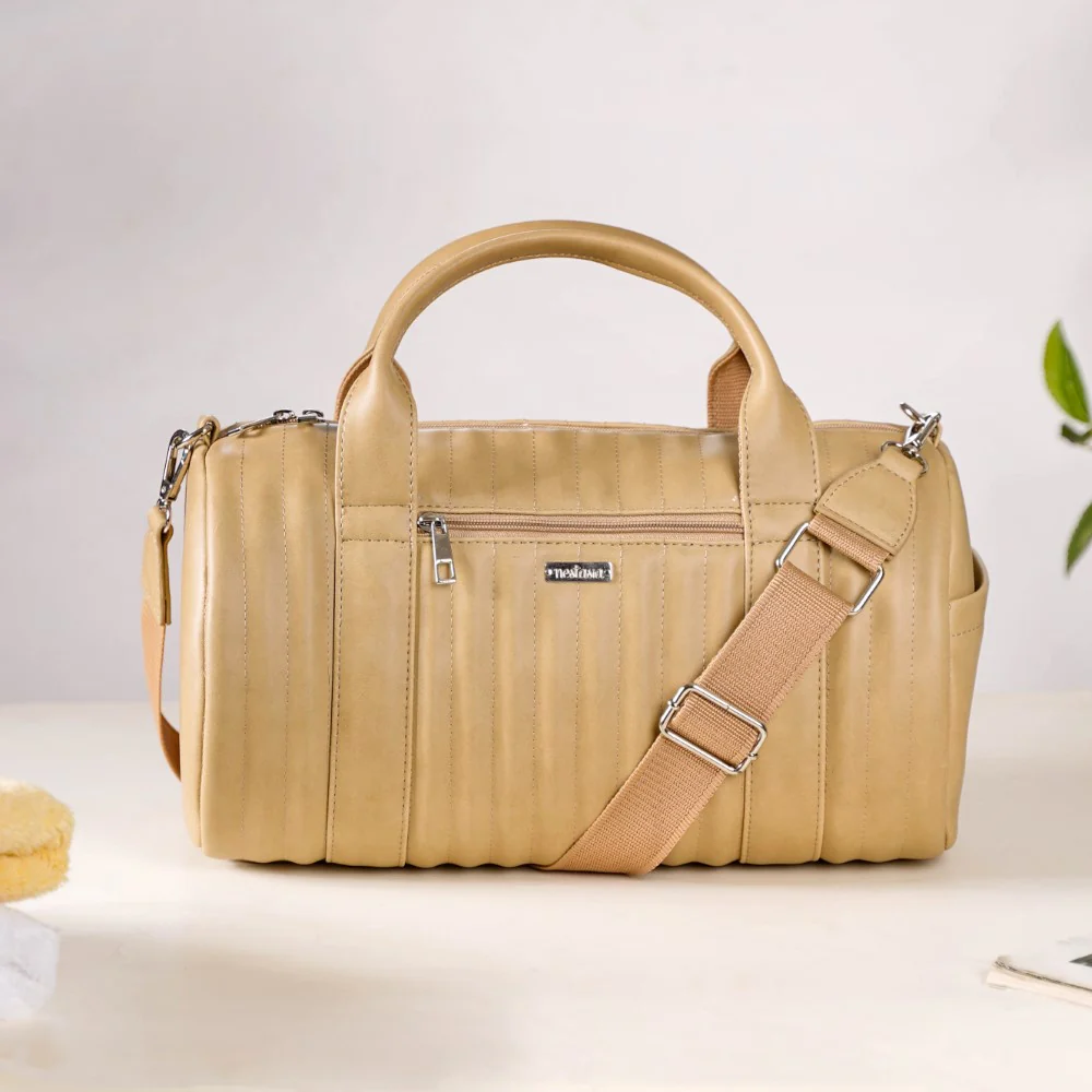 Jet-Setter Duffle Bag Beige Small 14x7 Inch - Image 14