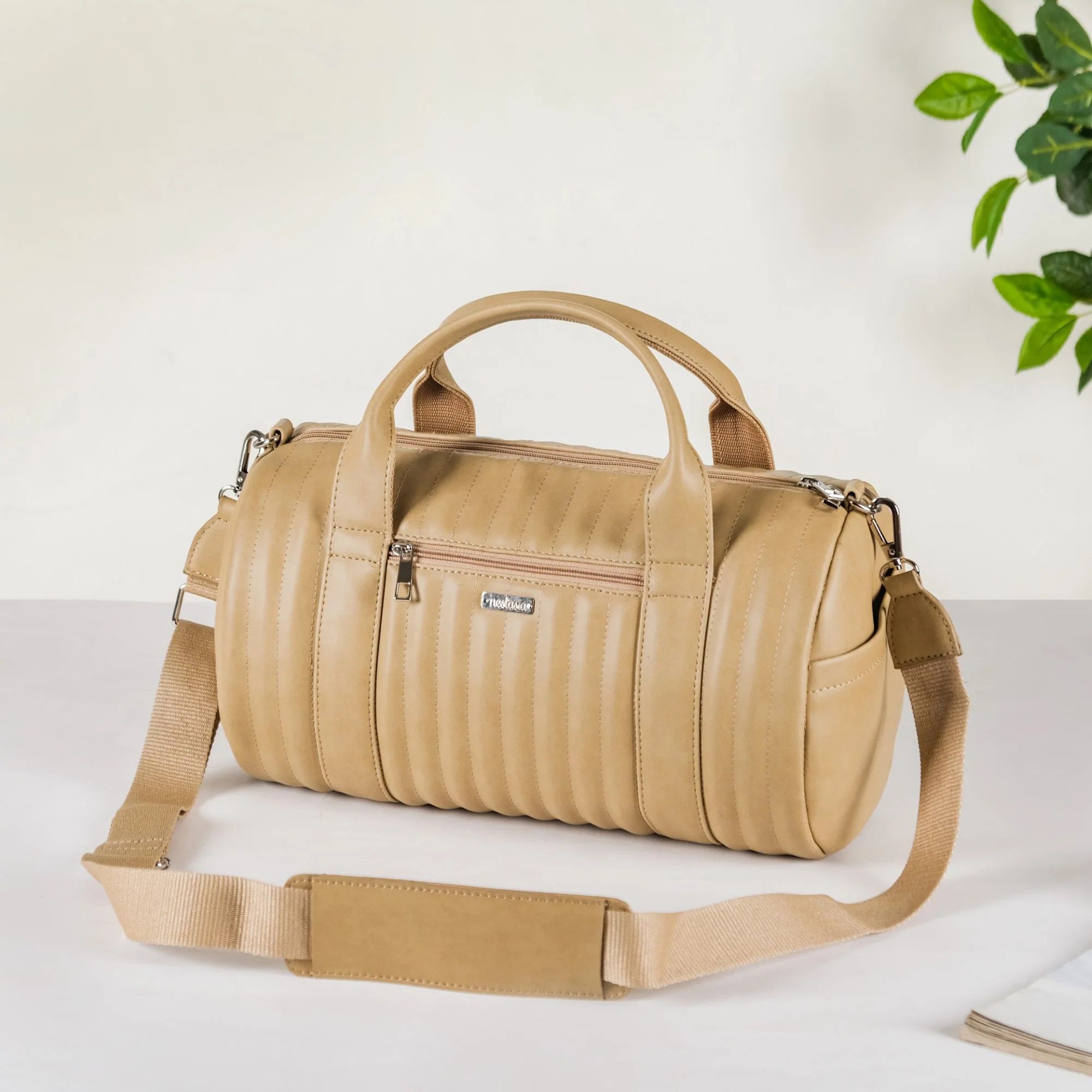 Jet-Setter Duffle Bag Beige Small 14x7 Inch - Image 8