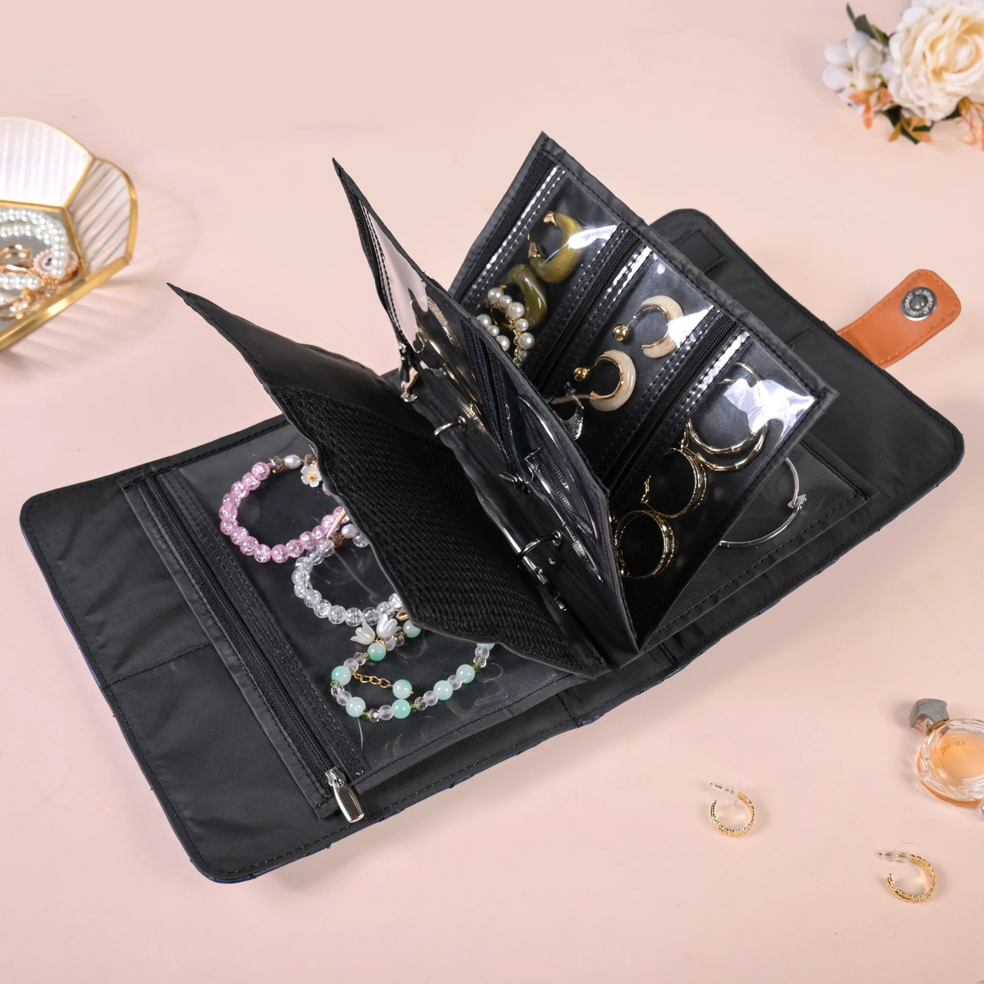 Jewellery Organiser And Storage Bag Brown - Image 2