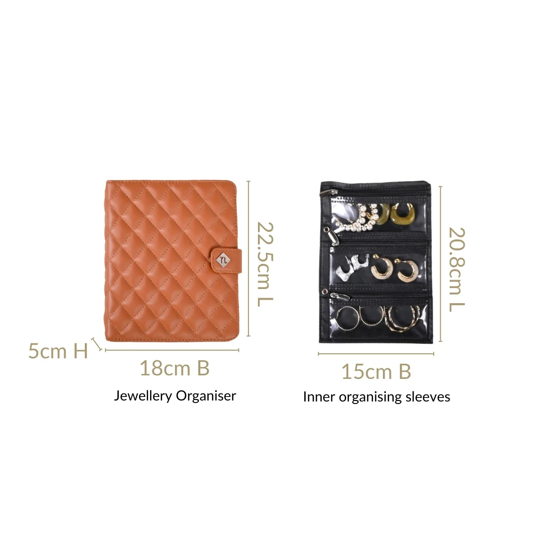 Jewellery Organiser And Storage Bag Brown - Image 3