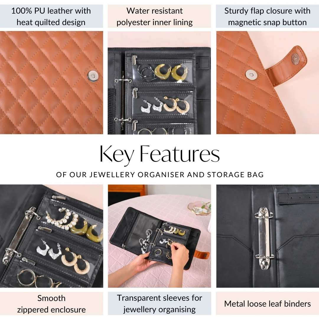 Jewellery Organiser And Storage Bag Brown - Image 4