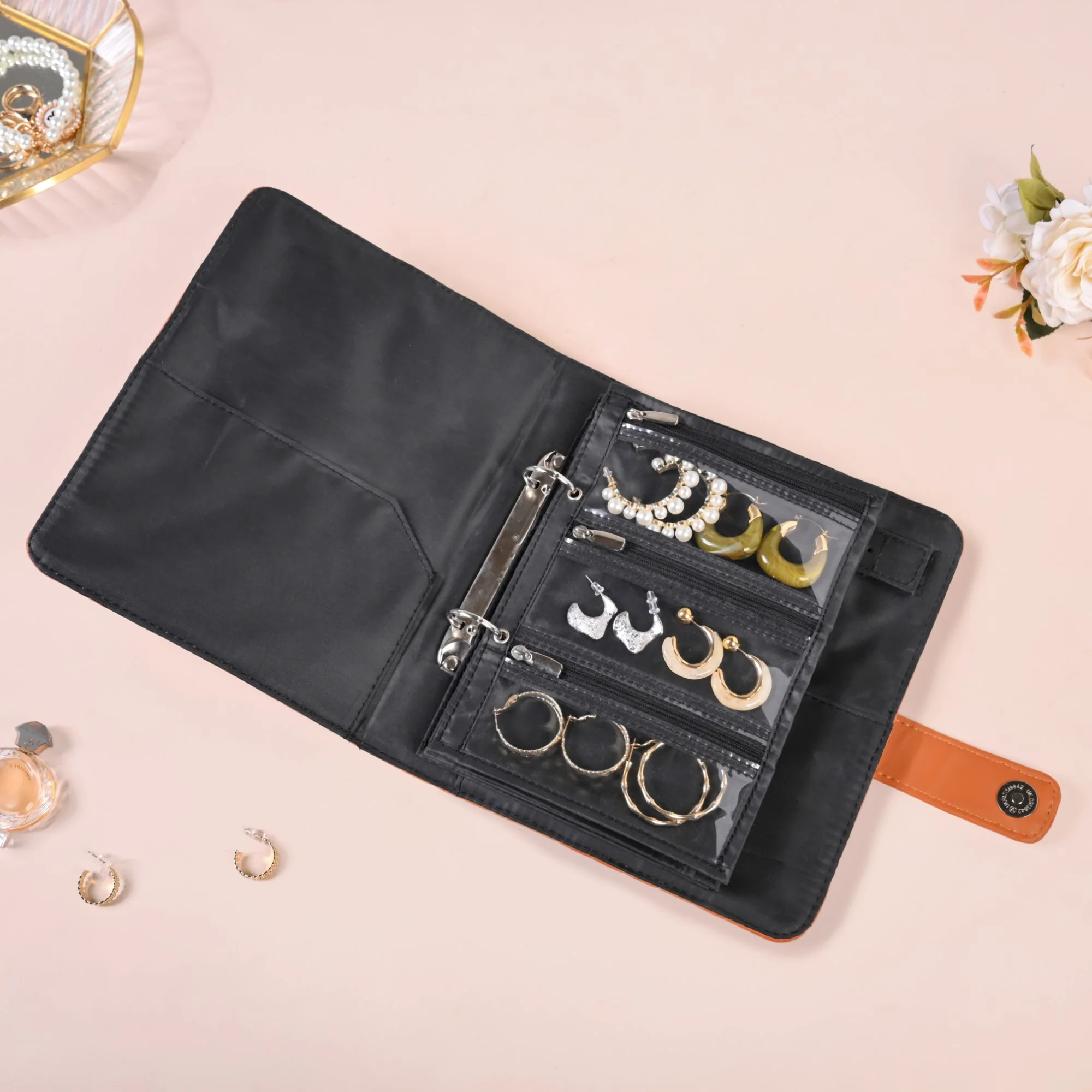 Jewellery Organiser And Storage Bag Brown - Image 6