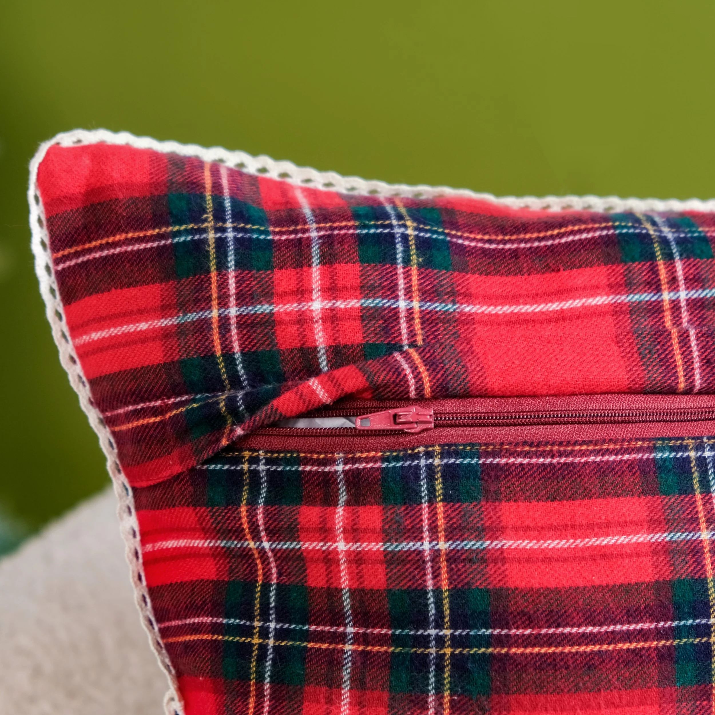 Joy Christmas Plaid Cushion Cover 40x40cm - Image 4