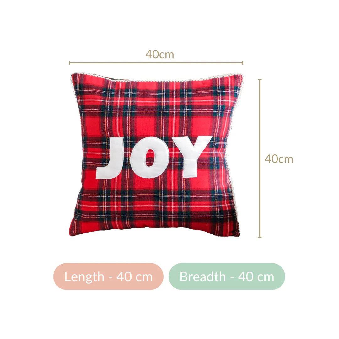 Joy Christmas Plaid Cushion Cover 40x40cm - Image 6