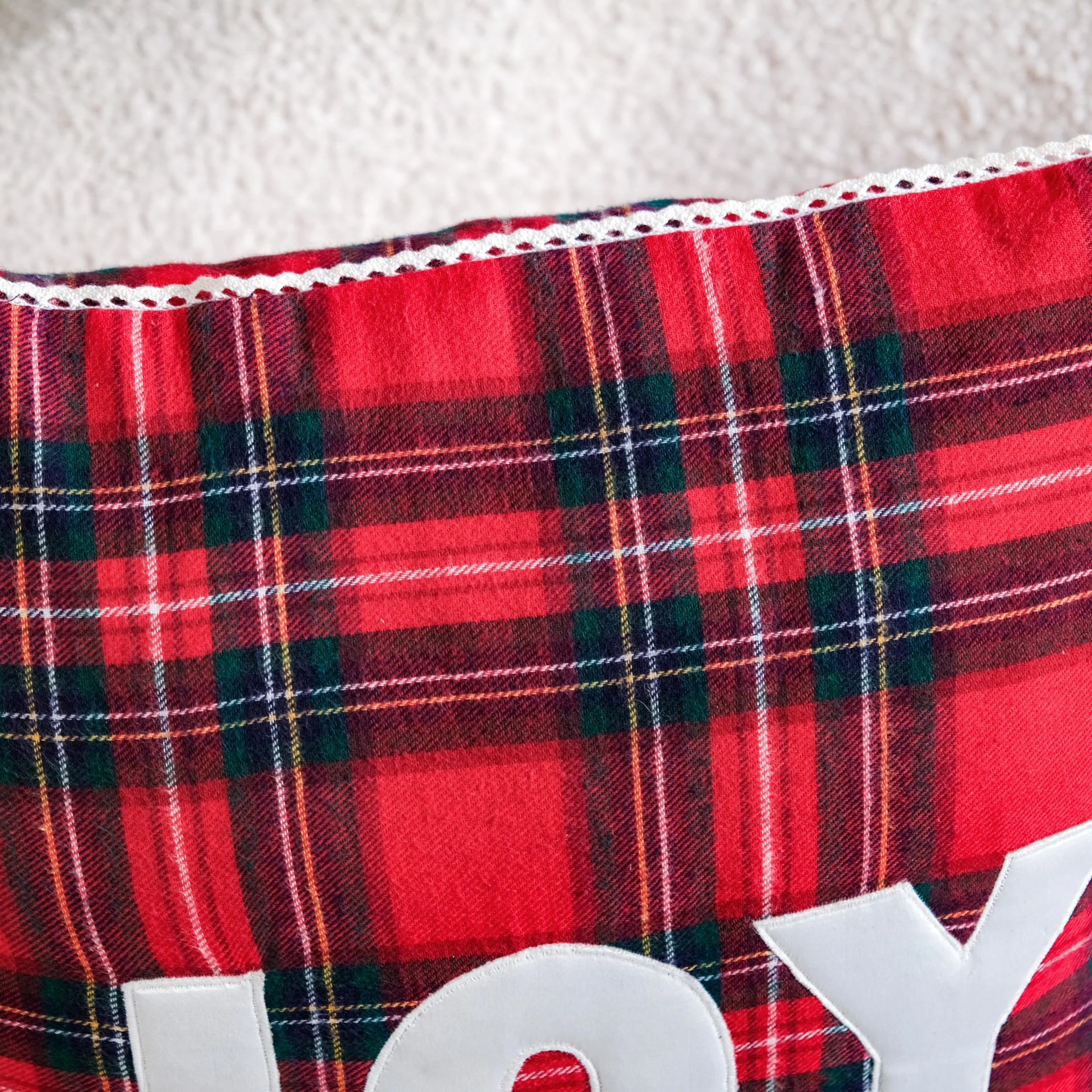 Joy Christmas Plaid Cushion Cover 40x40cm - Image 7