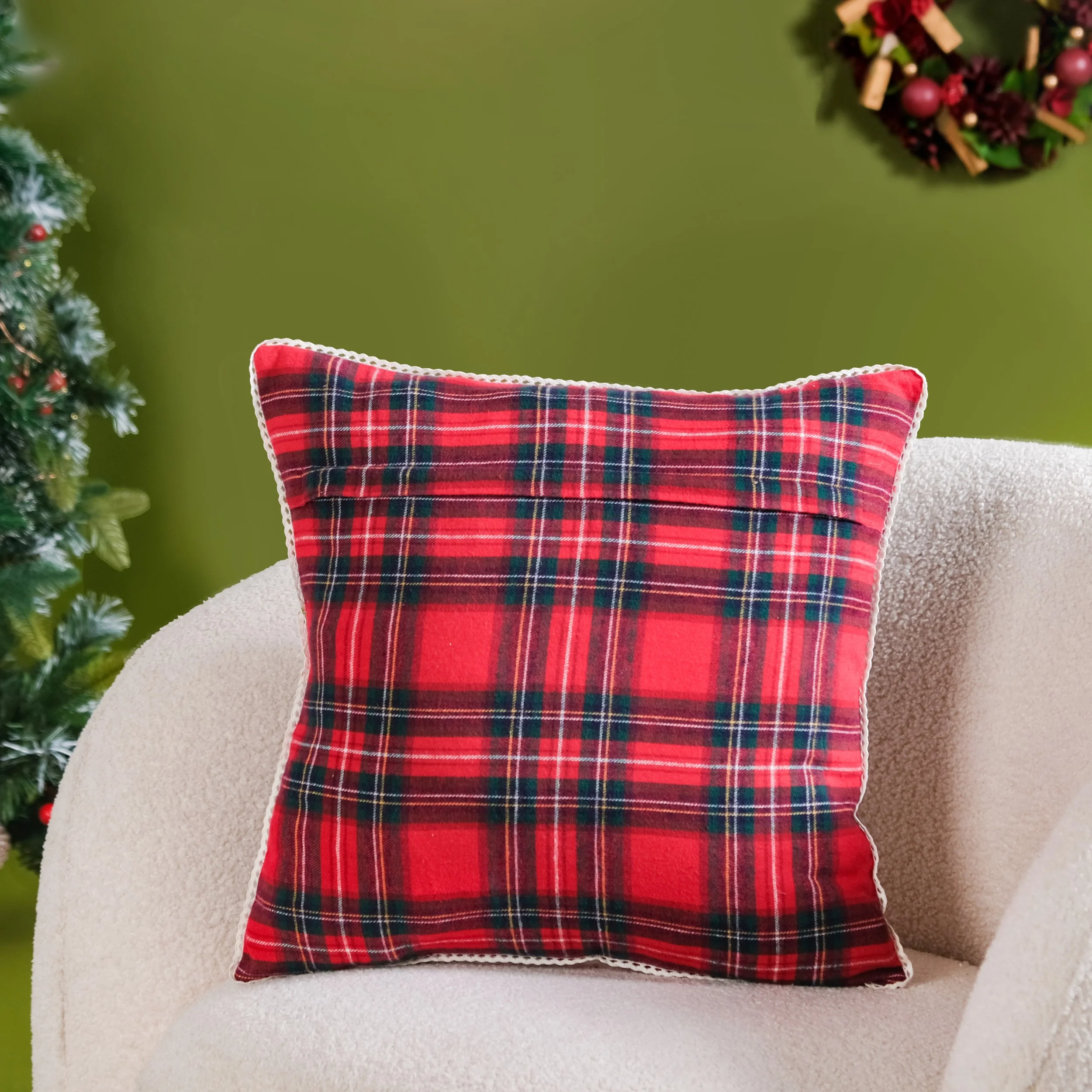Joy Christmas Plaid Cushion Cover 40x40cm - Image 8