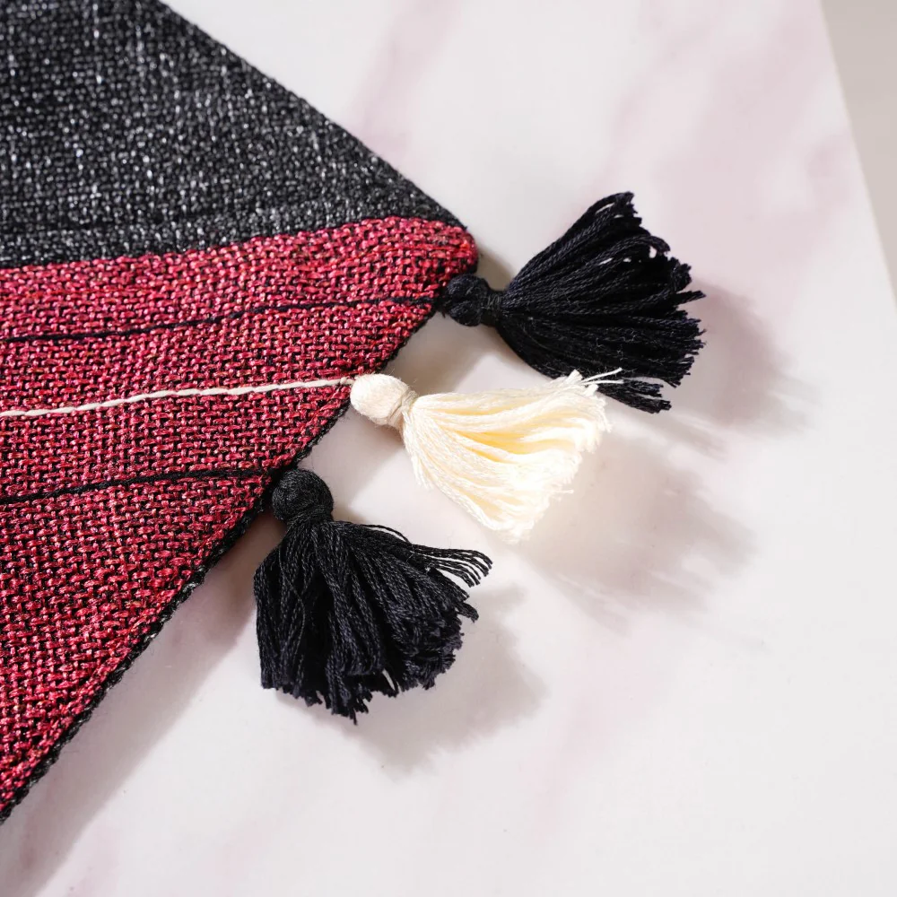 Jute Dining Table Runner Black Maroon 72 Inch - Image 8