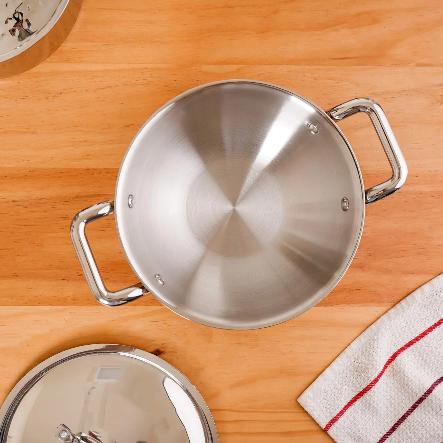 Kadai With Lid Tri Ply Stainless Steel 2250ml - Image 7