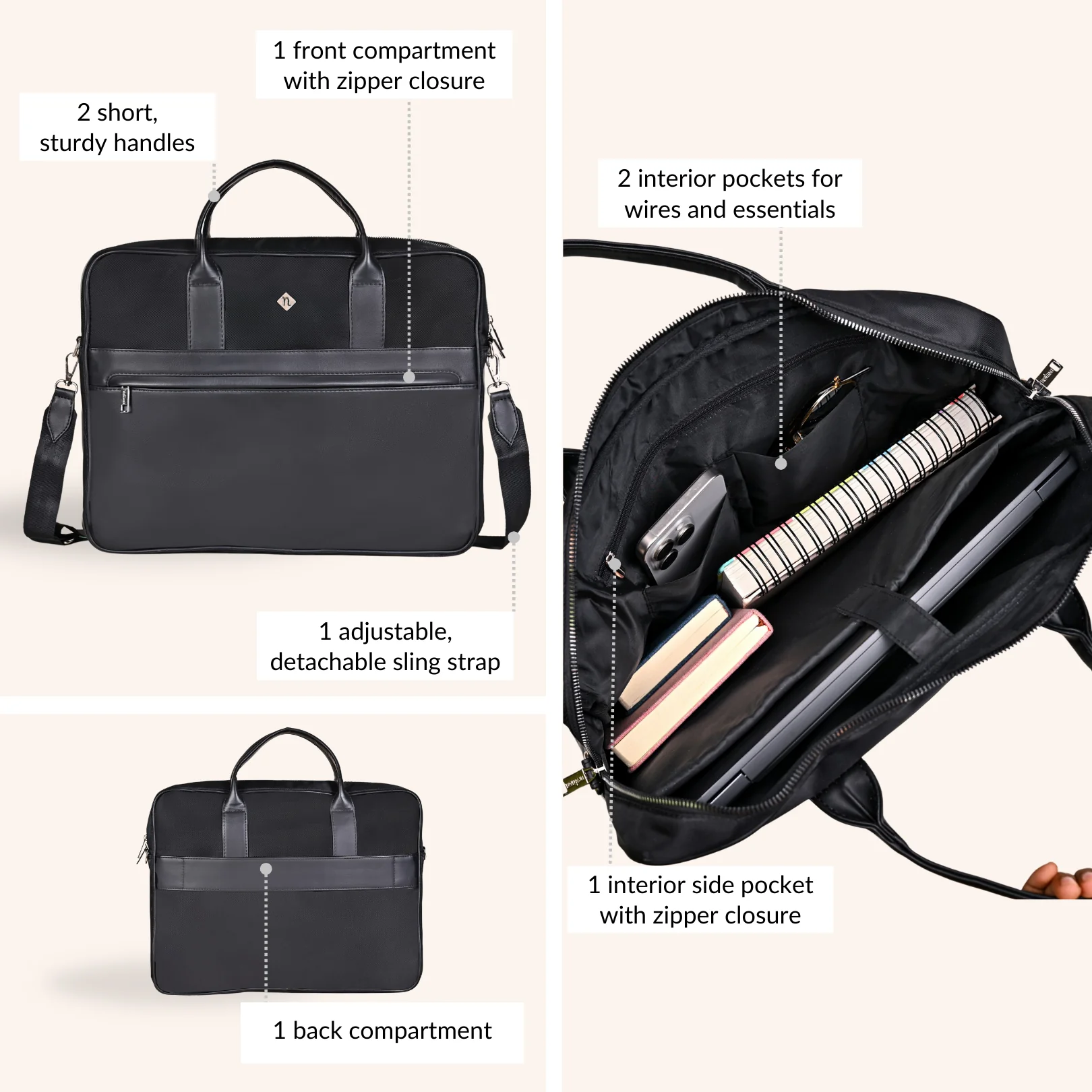 Kaizen Laptop Bag Black 15 Inch - Image 6