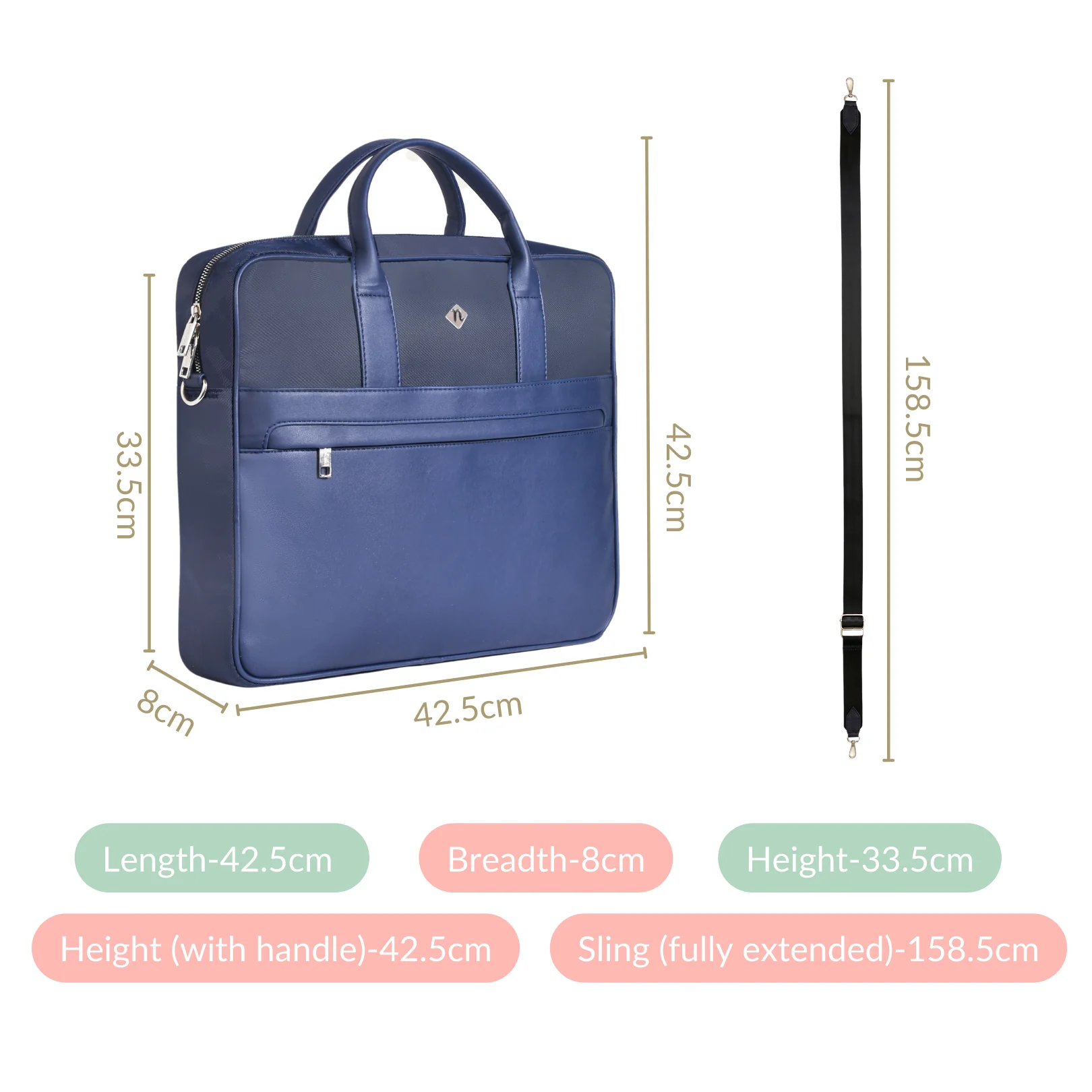 Kaizen Laptop Bag Navy 14 Inch - Image 4