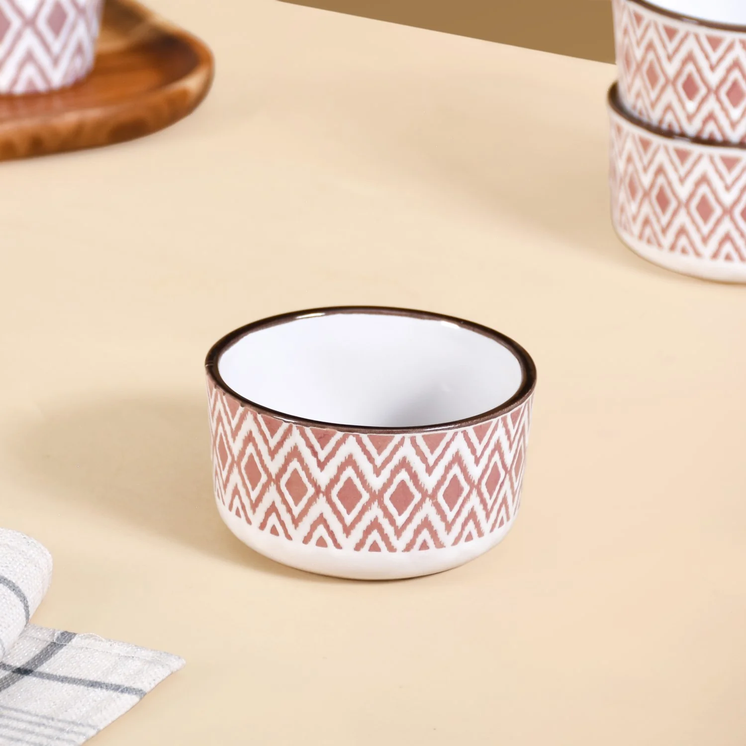 Kaleido Ceramic Small Bowl Set Of 4 Pink 200ml - Image 6