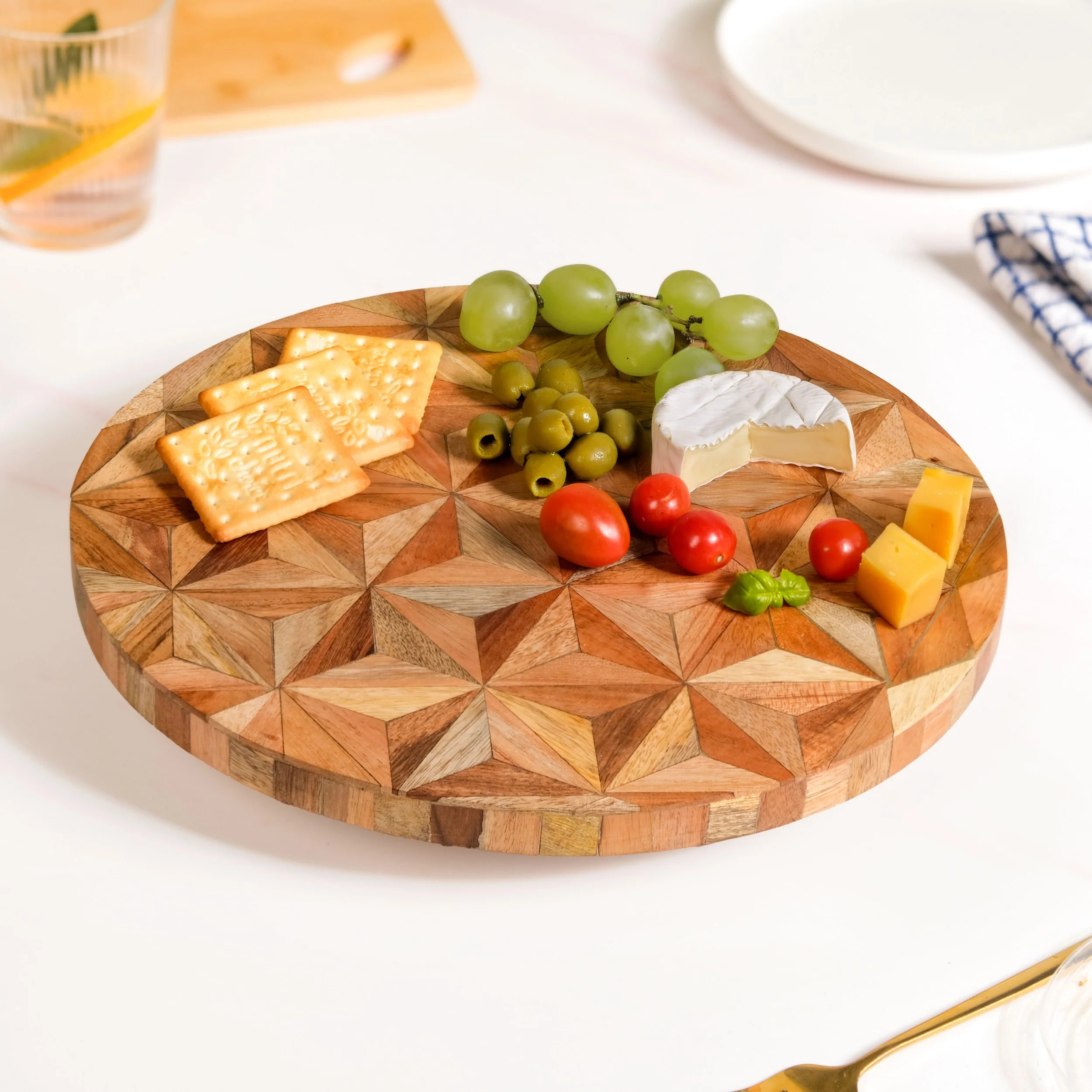 Kaleidoscopic Inlay Wooden Lazy Susan 31cm - Image 8