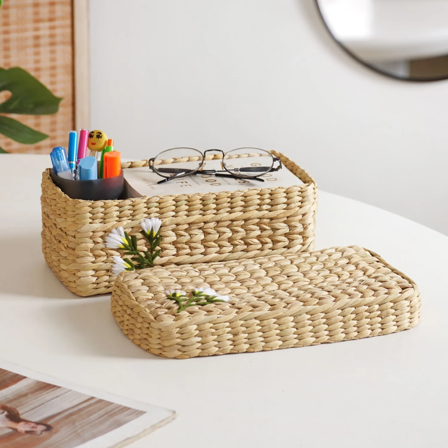 Kauna Storage Basket With Floral Embroidery – Keepsake Organizer Box - Image 5