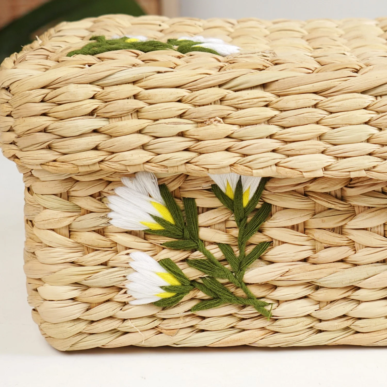 Kauna Storage Basket With Floral Embroidery – Keepsake Organizer Box - Image 8