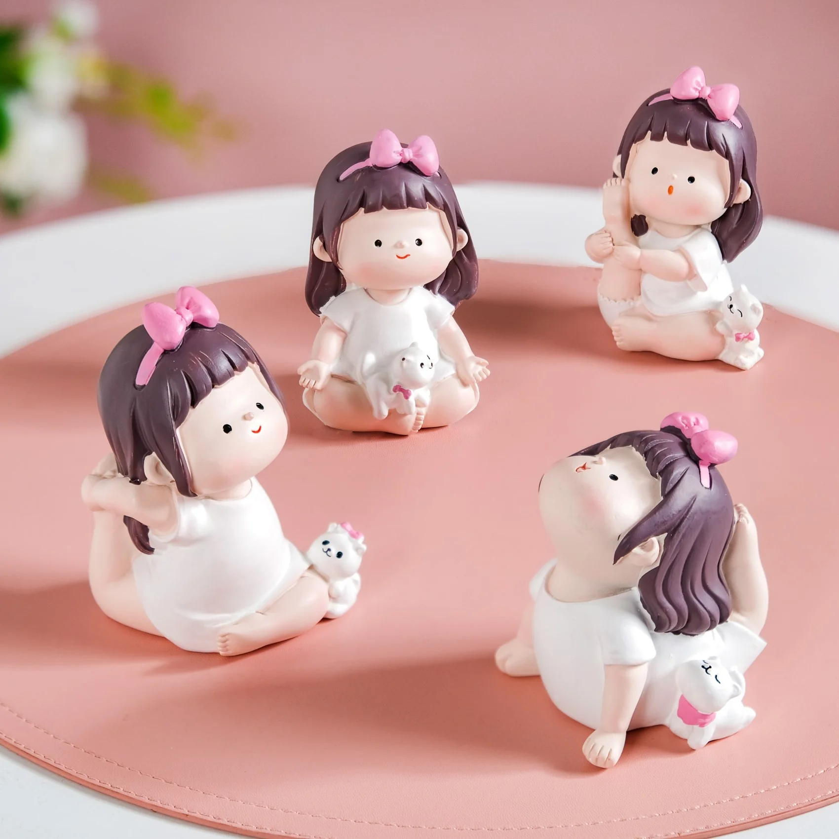 Kawaii Little Girl Yoga Showpiece Set Of 4 - Image 15