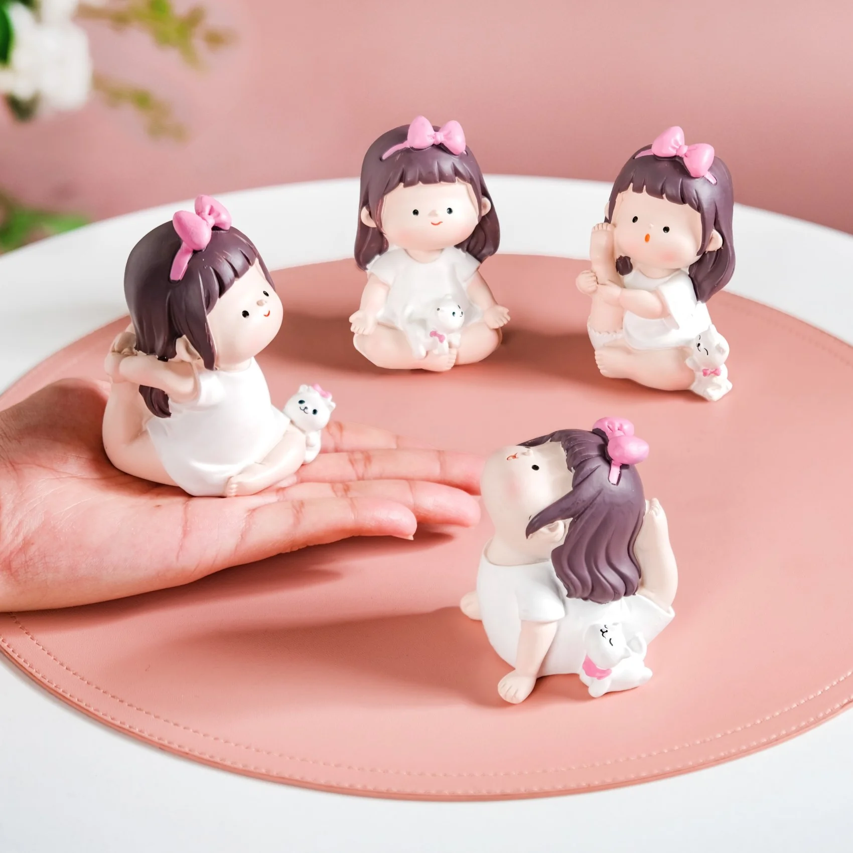 Kawaii Little Girl Yoga Showpiece Set Of 4 - Image 2