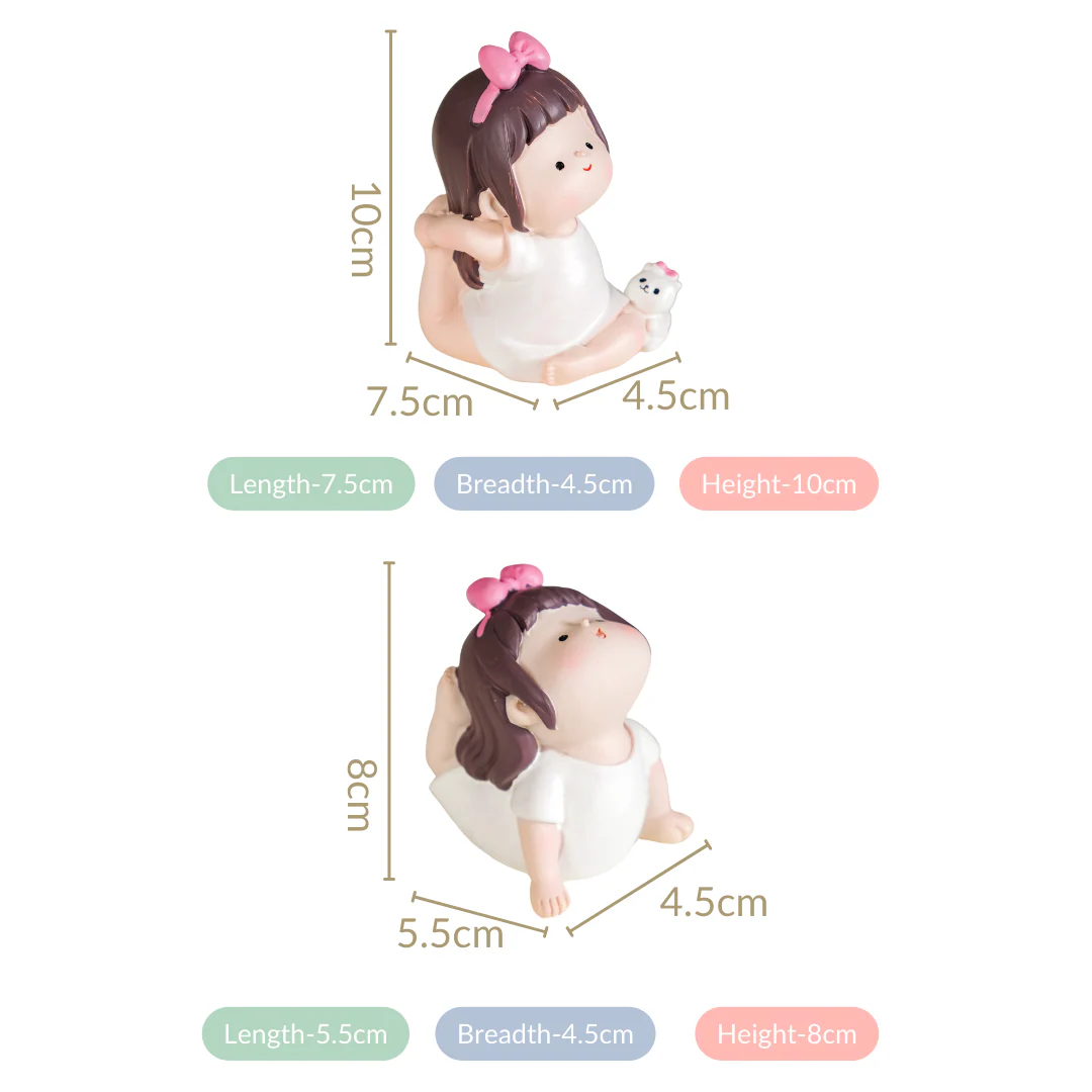 Kawaii Little Girl Yoga Showpiece Set Of 4 - Image 5