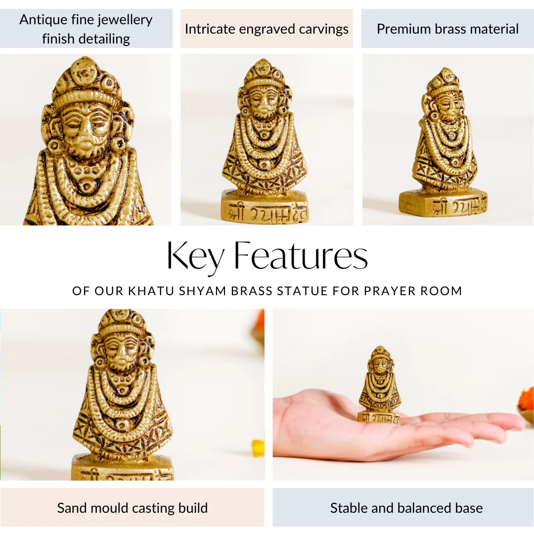 Khatu Shyam Brass Statue For Prayer Room 5cm - Image 5