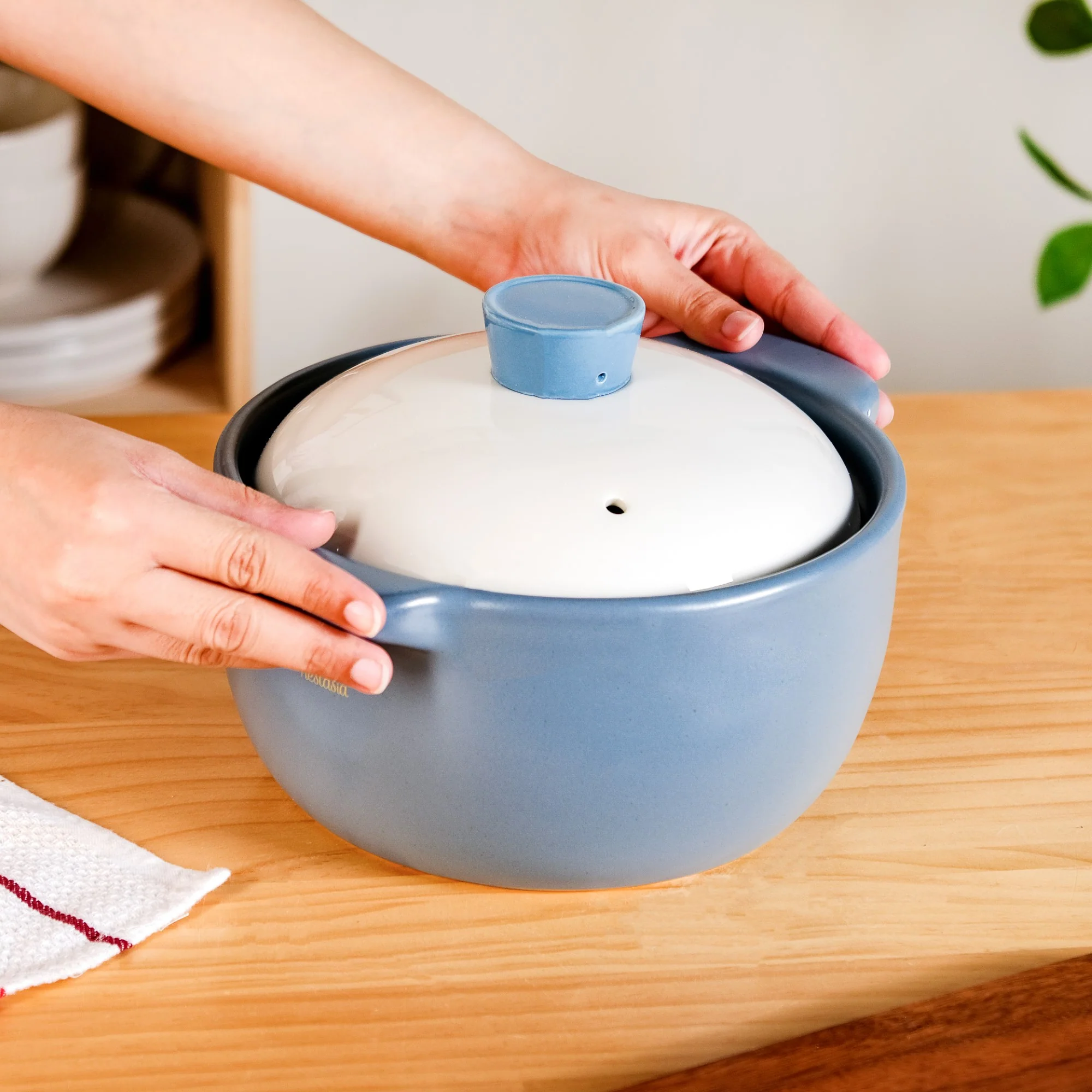 KindlePot Stovetop Ceramic Cookware Blue White 2300ml - Image 2