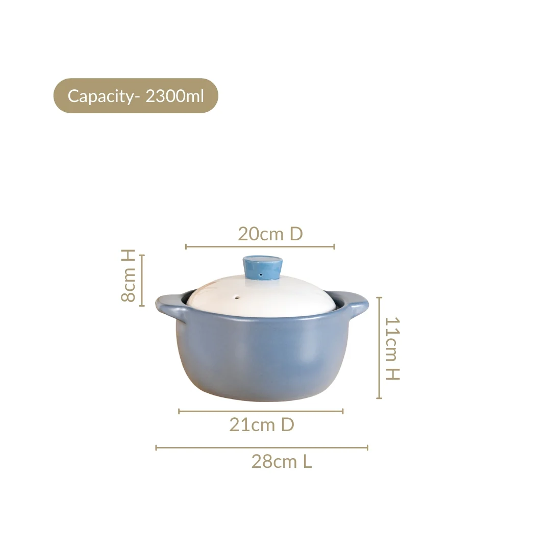 KindlePot Stovetop Ceramic Cookware Blue White 2300ml - Image 3