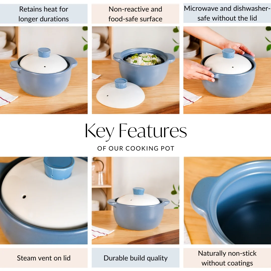 KindlePot Stovetop Ceramic Cookware Blue White 2300ml - Image 4
