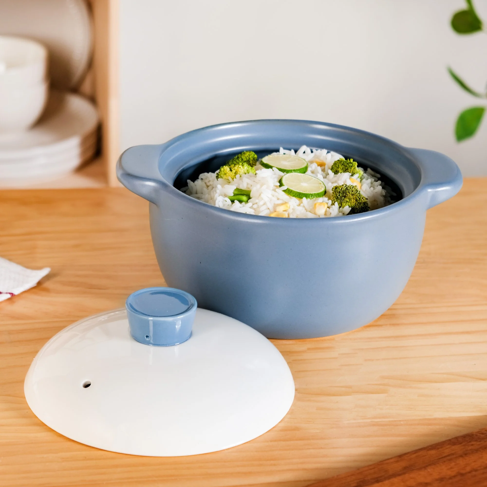 KindlePot Stovetop Ceramic Cookware Blue White 2300ml - Image 9