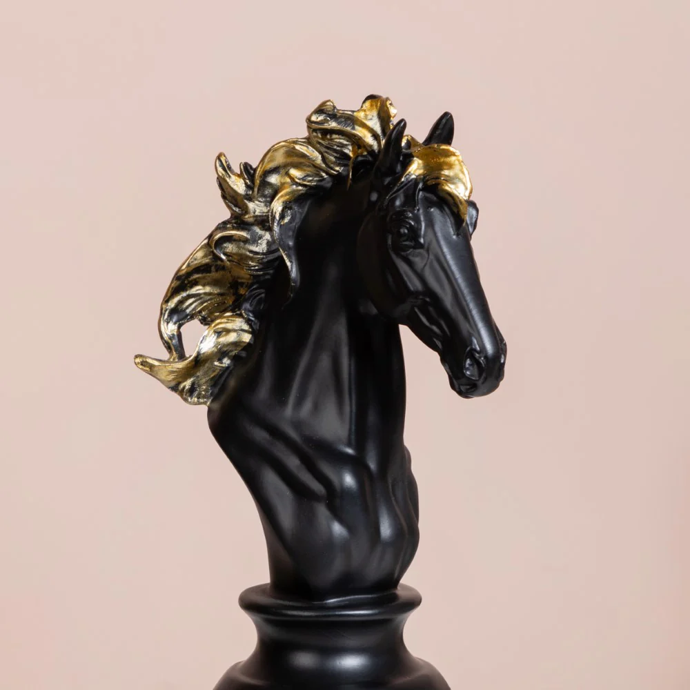 Knight Horse Chess Piece Decor Black 10 Inch - Image 5