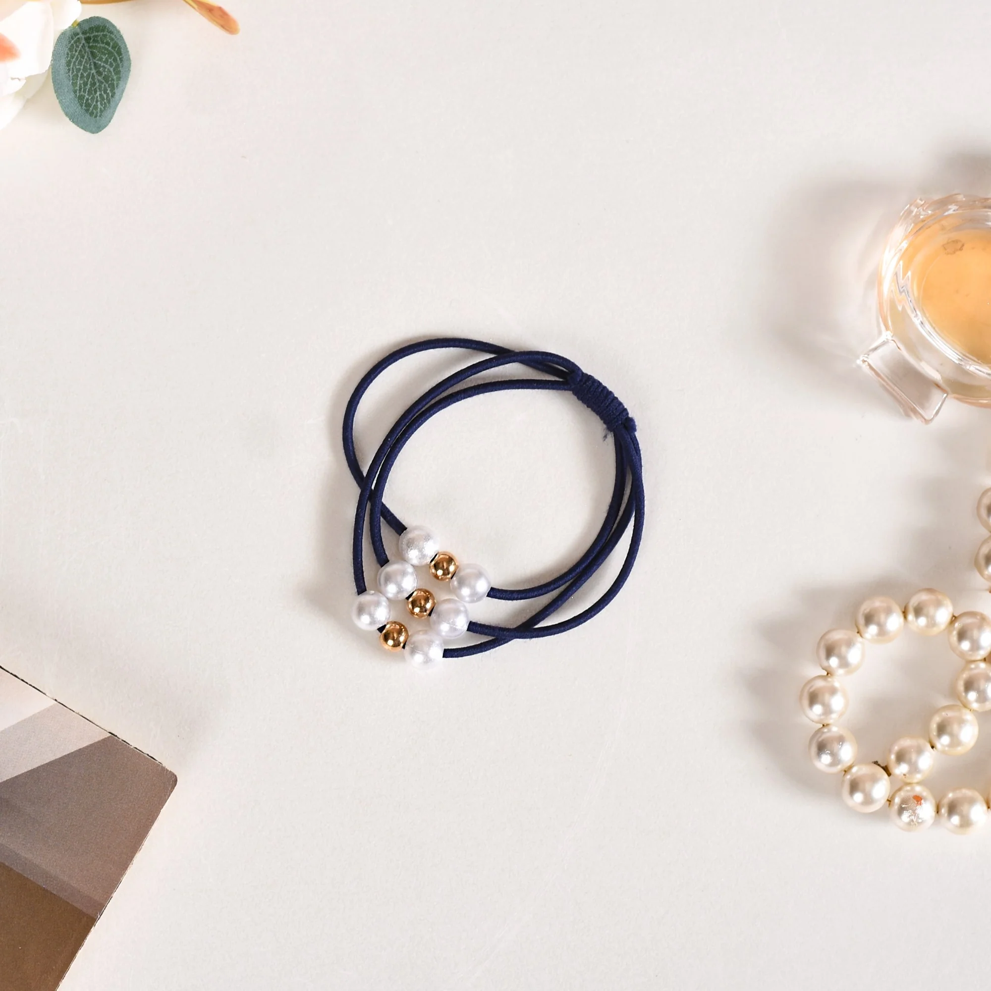 Knotted Faux Pearl Scrunchie Set Of 5 - Image 7