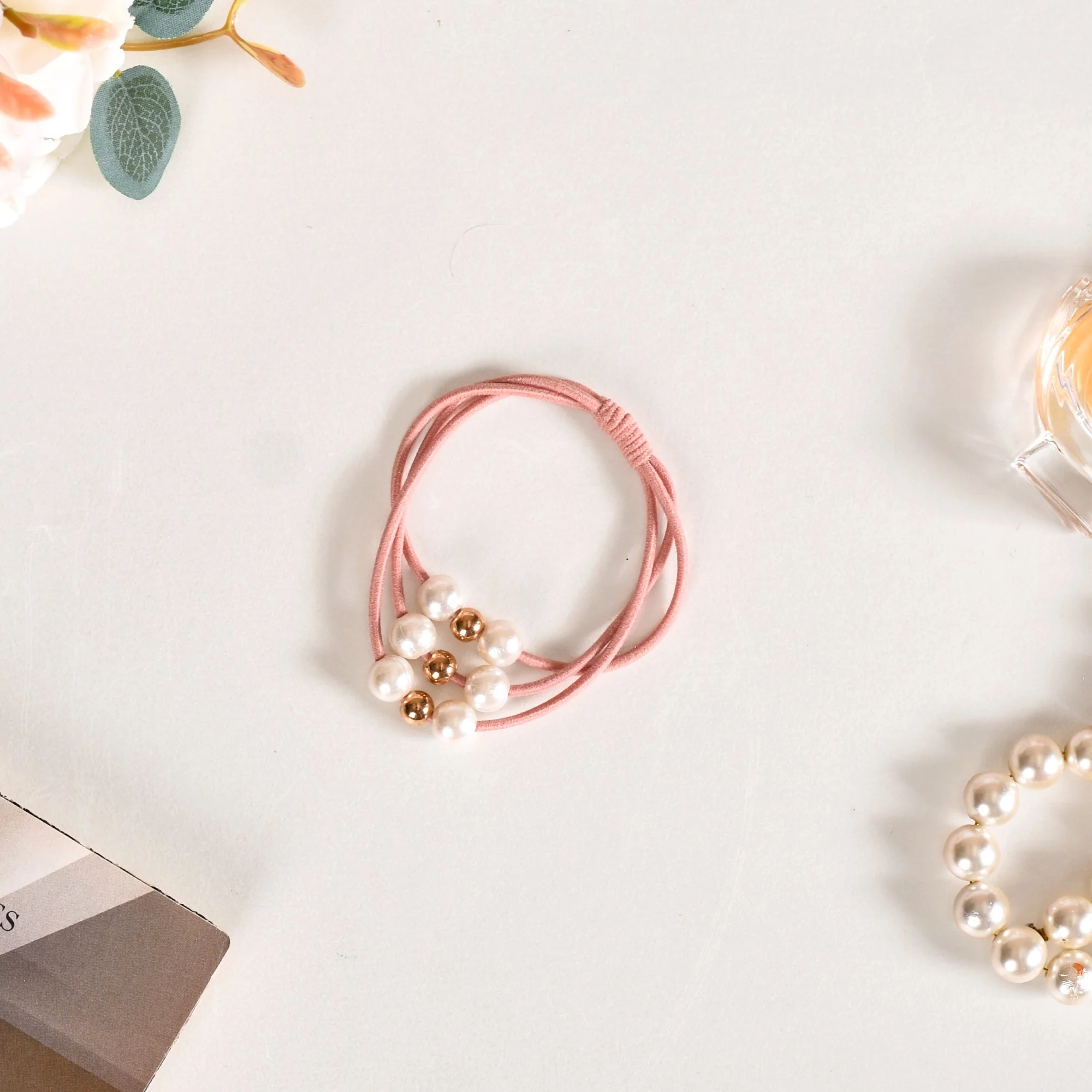 Knotted Faux Pearl Scrunchie Set Of 5 - Image 8